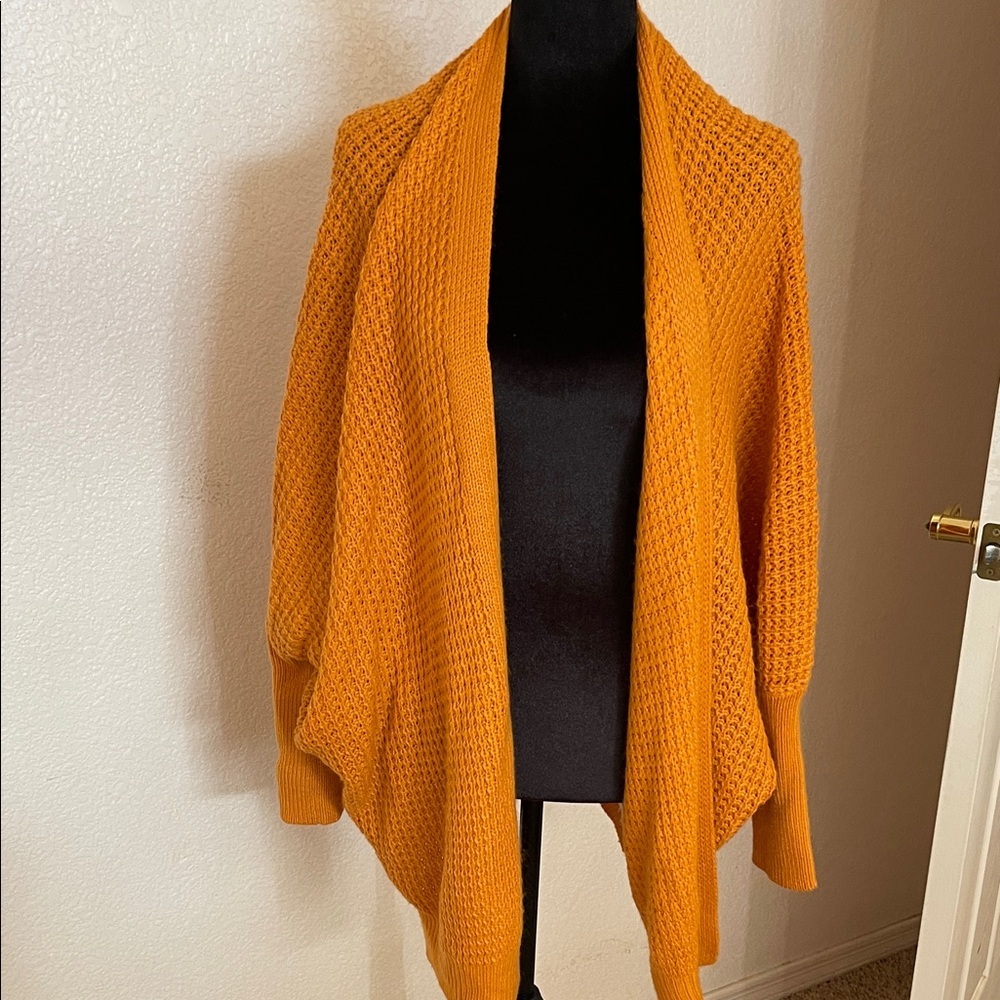 SHEIN Open-Front Chunky Knit Cardigan - Mustard Yellow